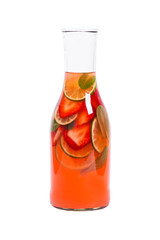 Strawberry Lime Lemonade Summer Drink Isolated on White background. Selective focus.