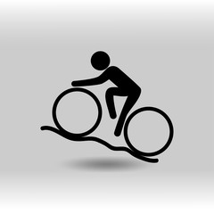 eps 10 vector Cycling Mountain Bike sport icon. Summer sport activity pictogram for web, print, mobile. Black athlete sign isolated on gray. Hand drawn competition symbol. Graphic design clip art