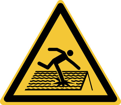 ISO 7010 W036 Warning; Fragile roof