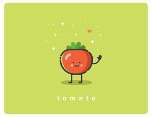 Vector flat icon of tomato, cute vegetable cartoon character, baby meal 