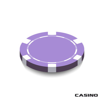 Purple Casino Chip Icon. Casino Chip Vector Illustration. Casino Chip Lie On Isolated On White Background.