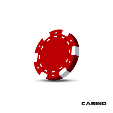 Red Casino Chip Icon. Casino Chip Vector Illustration. Casino Chip isolated on white background.