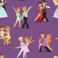 Couples dancing romantic person people dance man with woman seamless pattern vector seamless pattern