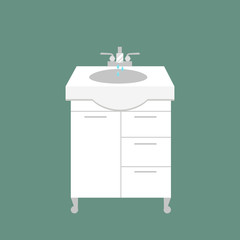 Bathroom washbasin icon colored with process water savings symbols hygiene and clean household washing cleaning beauty dryer vector illustration.