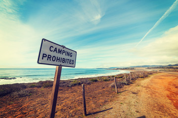Camping Prohibited sign in Pacific Coast Highway