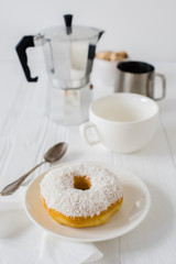 Elegant white breakfast table setting