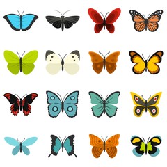 Butterfly set flat icons