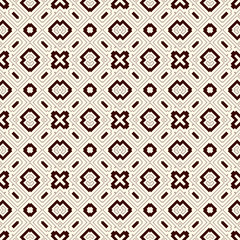Outline seamless pattern with geometric ornament. Modern style background. Repeated figures wallpaper. Ethnic motif.