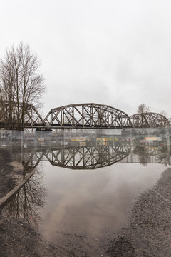 Railway Bridge Reflecting in Water