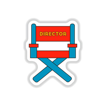Vector illustration in paper sticker style Movie director chair