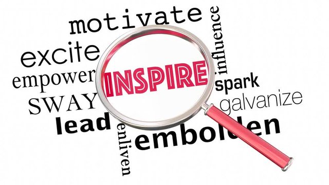 Inspire Motivate Excite Empower Magnifying Glass Collage Words 3d Animation