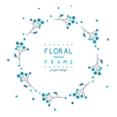 Cute doodle floral round frame