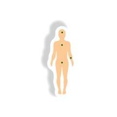 Vector paper sticker various symptoms of AIDS on the human