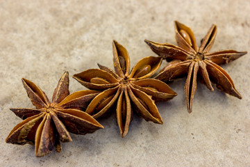 Three Star anise on stone