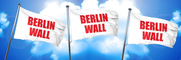 berlin wall, 3D rendering, triple flags