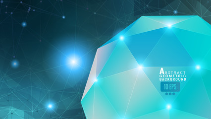 Green polygonal abstract sphere on dark polygonal BG