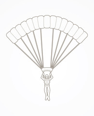 Parachuting silhouette outline graphic vector