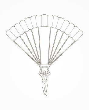 Parachuting silhouette outline graphic vector