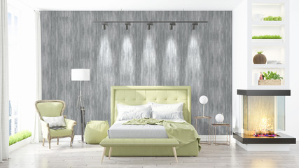 Modern bright interior . 3D rendering