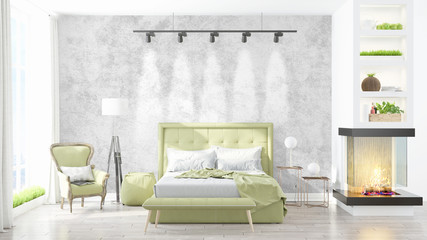 Modern bright interior . 3D rendering