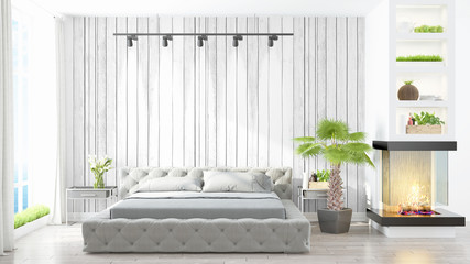 Modern bright interior . 3D rendering