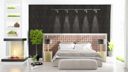 Modern bright interior . 3D rendering