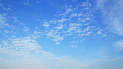 Naklejka na ściany i meble Blue sky background with tiny clouds