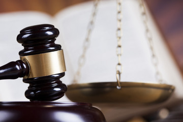 Judge gavel,Law concept, wooden desk background