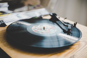 Record Player Playing Vinyl