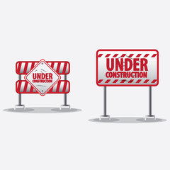 under construction signs symbols set, vector illustration