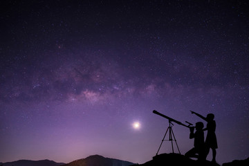 Milky Way galaxy, on the mountains.