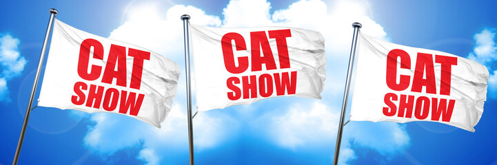 cat show, 3D rendering, triple flags