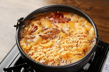 Seafood Ramen. korean style Spicy Seafood Noodle Soup