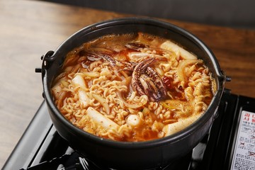 Seafood Ramen. korean style Spicy Seafood Noodle Soup