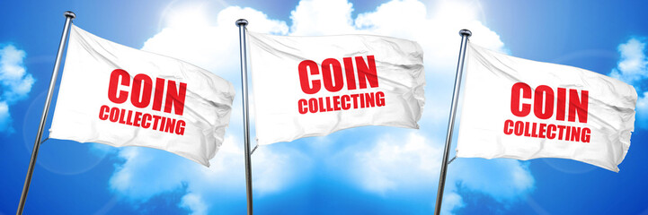 coin collecting, 3D rendering, triple flags