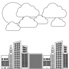 Fototapeta premium figure builds with cloud and sun icon, vector illustraction design