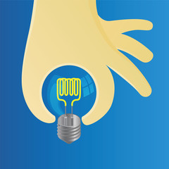 Hand holding the bulb