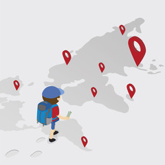 Travel map with guide marker