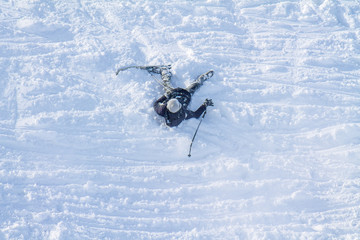 the fall of the skier on a slope