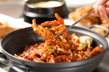 dakbal is korean style pub food Spicy chicken feet