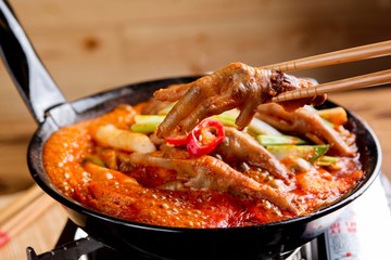 dakbal is korean style pub food Spicy chicken feet