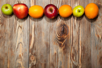 Fruit on a wooden background