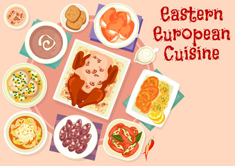 Eastern european cuisine festive dishes icon design
