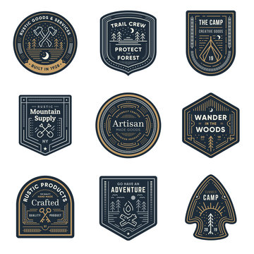Vintage outdoor camp badges