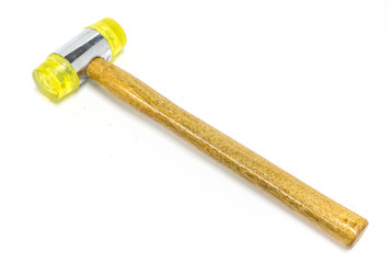 Plastic hammer on white background
