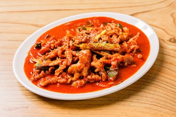 dakbal is korean style pub food Spicy chicken feet