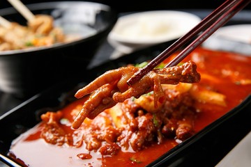 dakbal is korean style pub food Spicy chicken feet