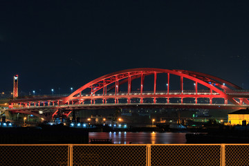 ポートアイランドからの夜景 - 神戸大橋-