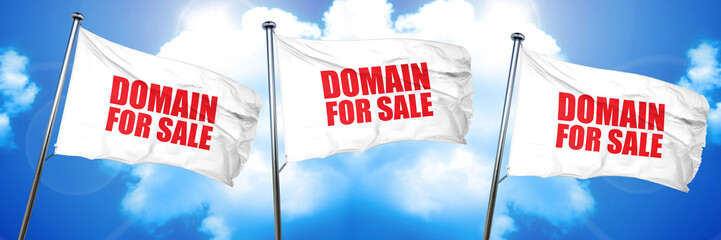 domain for sale, 3D rendering, triple flags - obrazy, fototapety, plakaty