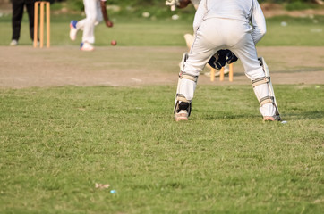Cricket game was playing in field at Kolkata by boy.